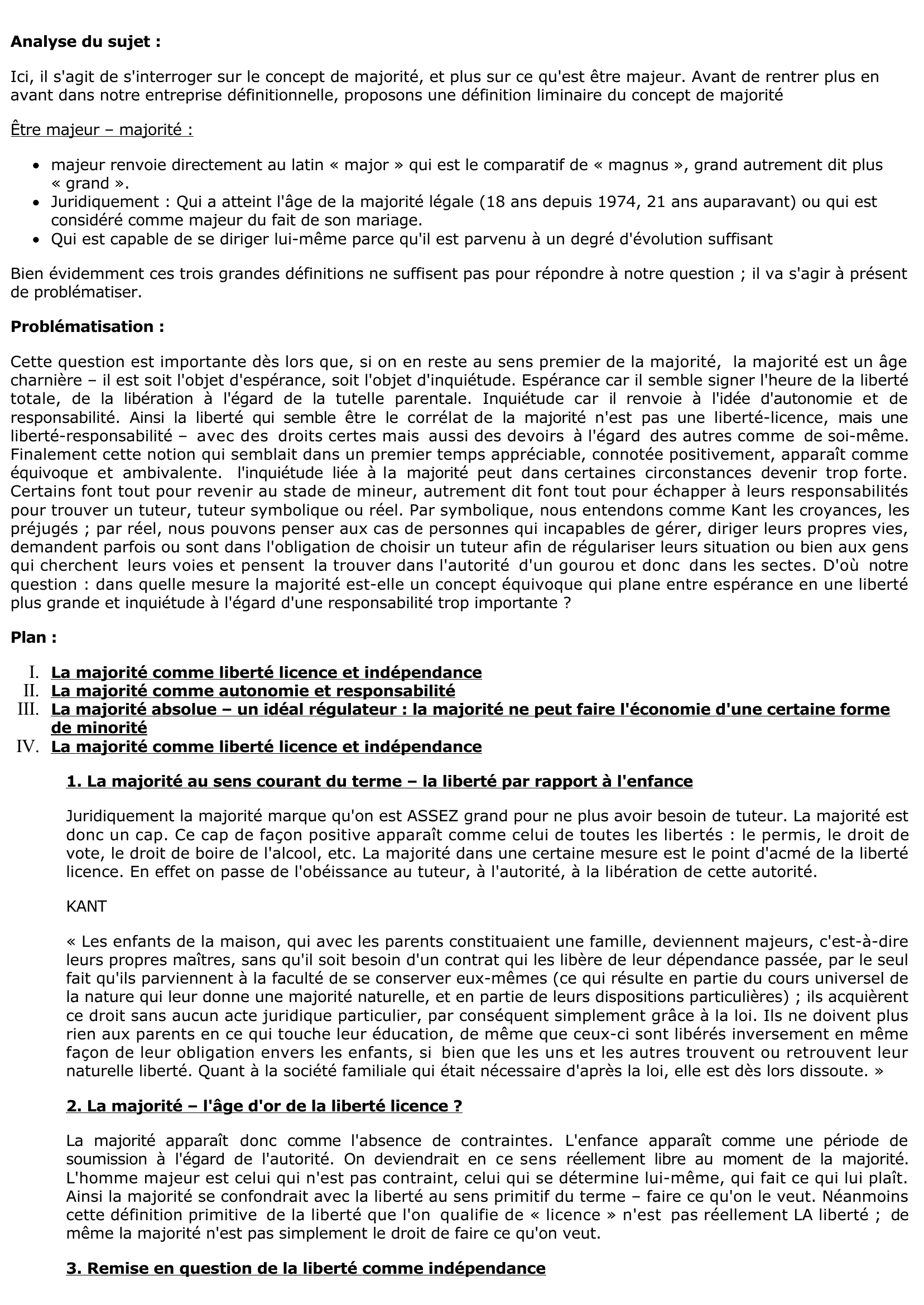 Prévisualisation du document Qu'est-ce qu'être majeur 	?