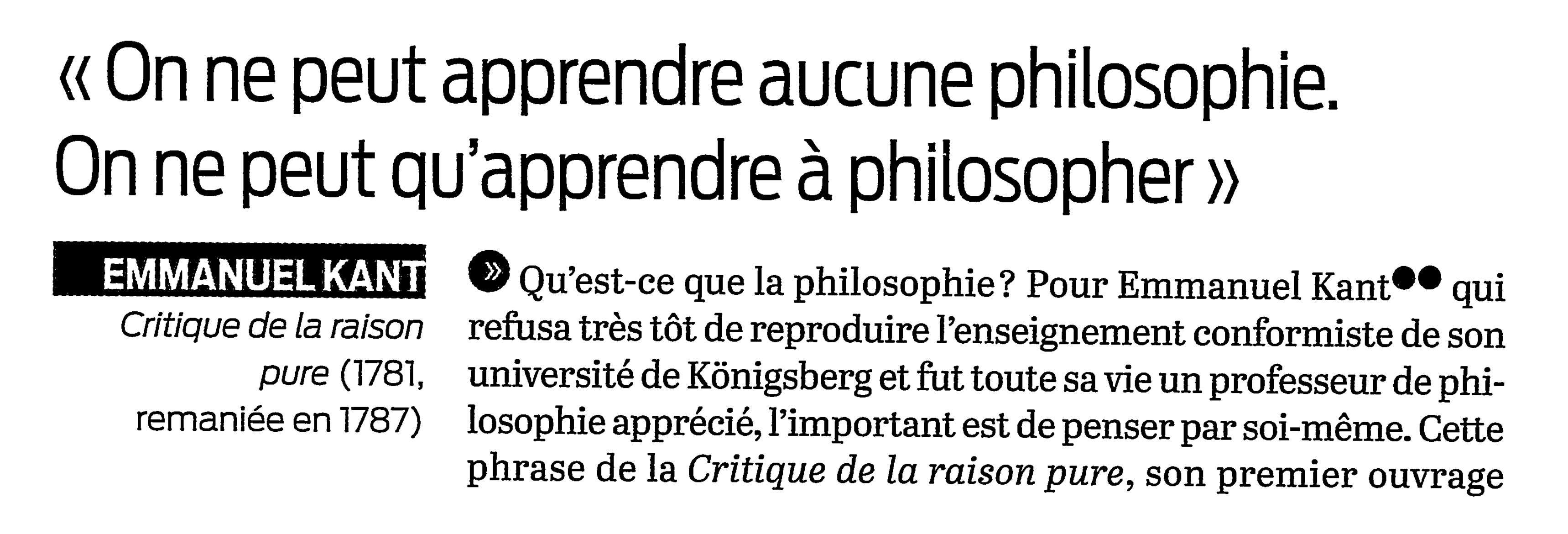 Prévisualisation du document Qu'est-ce qui importe, apprendre à philosopher (Kant) ou apprendre la philosophie (Hegel)  ?