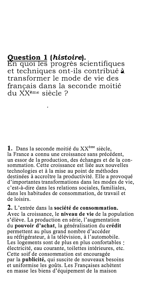 Prévisualisation du document Question 1 ( histoire).

En quoi les progrès scientifiques
et techniques ont-ils contribué à
transformer le mode de vie des...