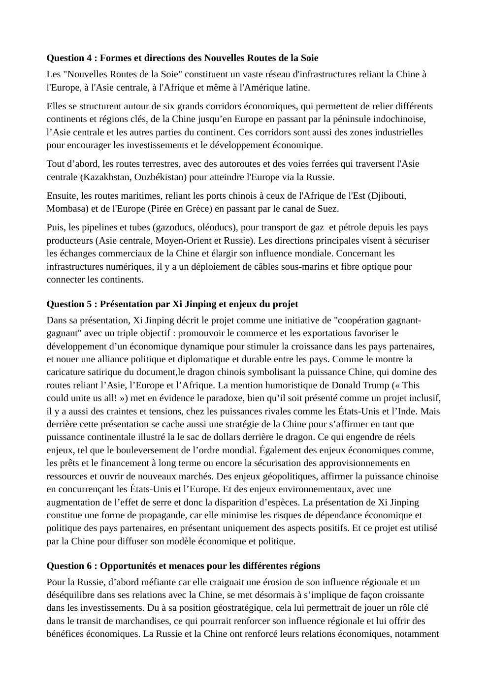 Prévisualisation du document Question 4 : Formes et directions des Nouvelles Routes de la Soie