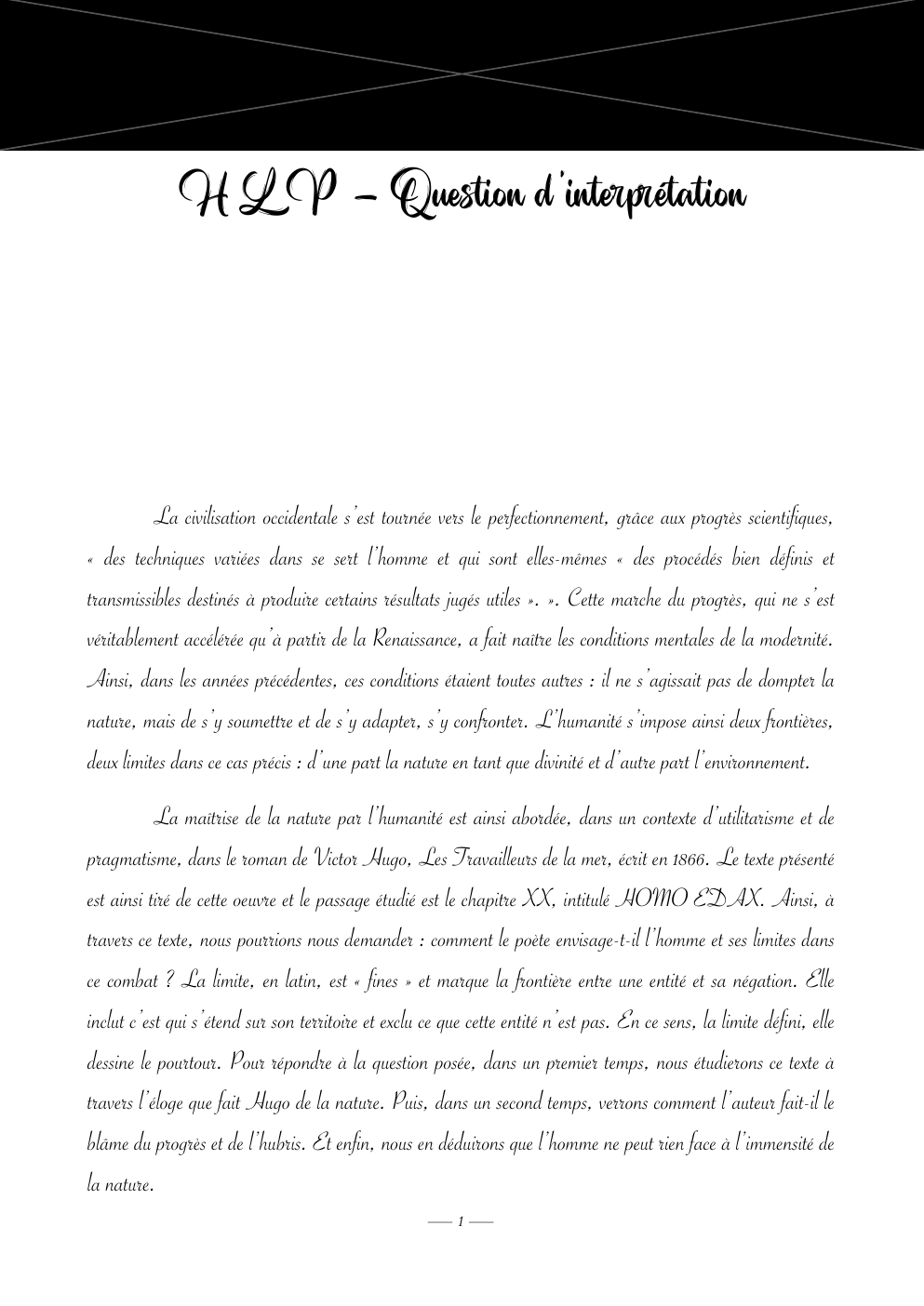 Prévisualisation du document Question d’interprétation sur Les Travailleurs de la Mer de Victor Hugo