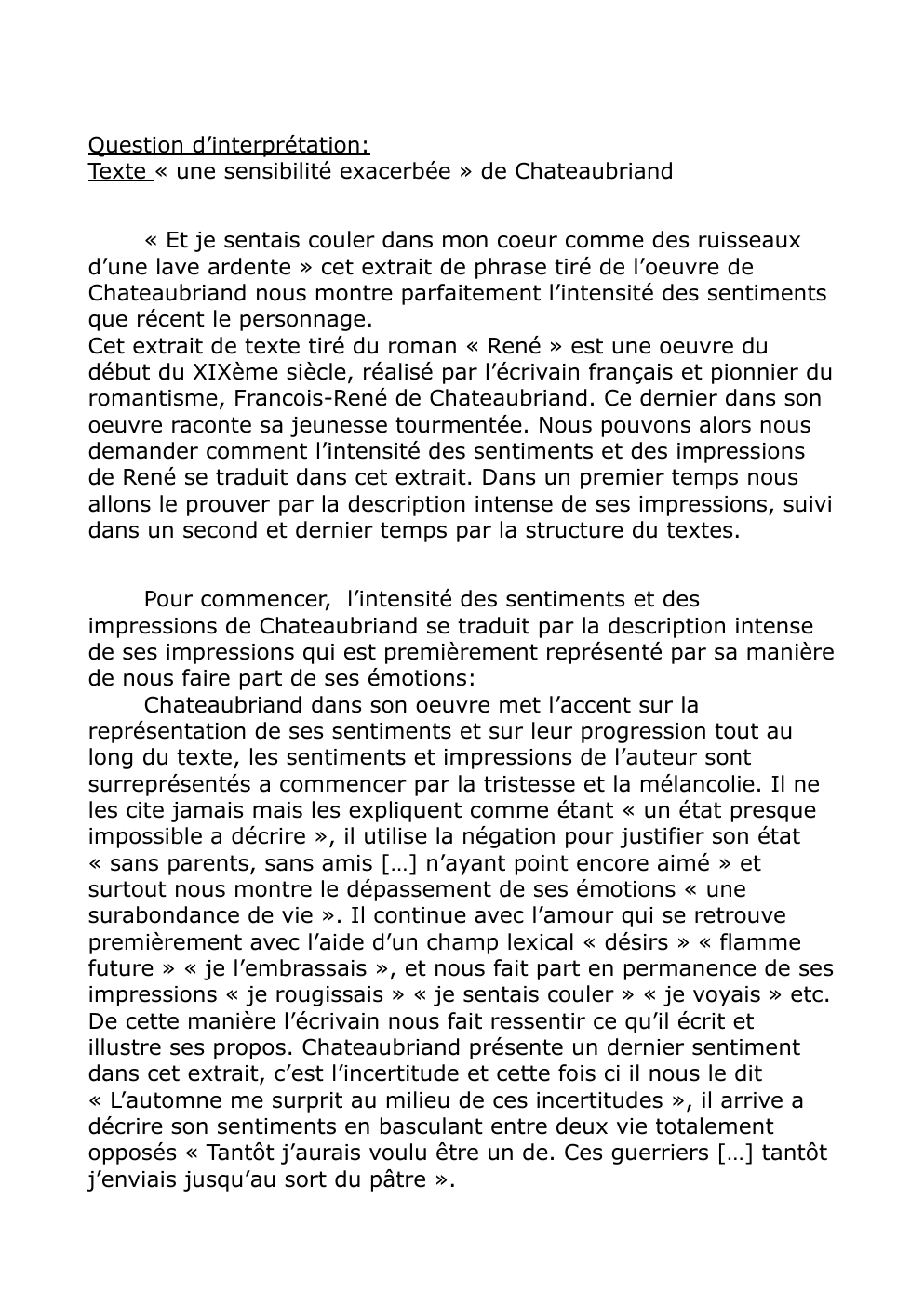 Prévisualisation du document Question d’interprétation: Texte « une sensibilité exacerbée » de Chateaubriand