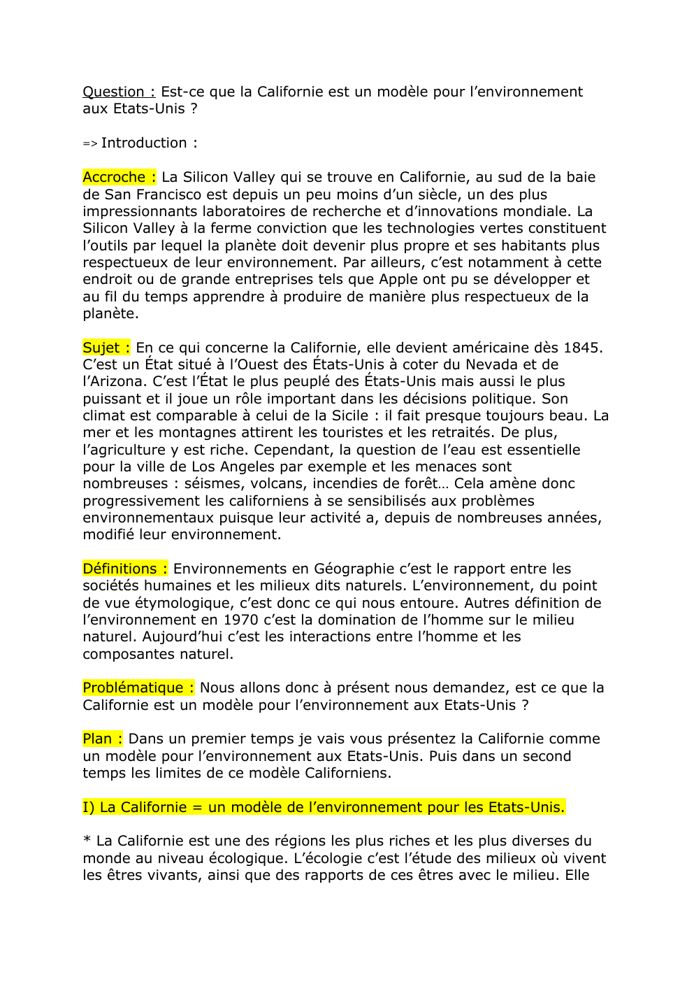 Prévisualisation du document Question : Est-ce que la Californie est un modèle pour l’environnement aux Etats-Unis ?