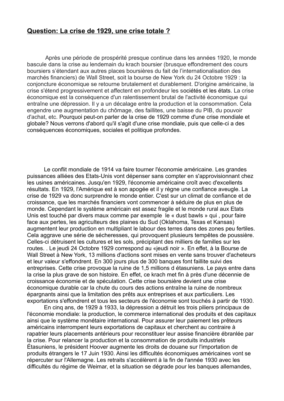 Prévisualisation du document Question: La crise de 1929, une crise totale ?