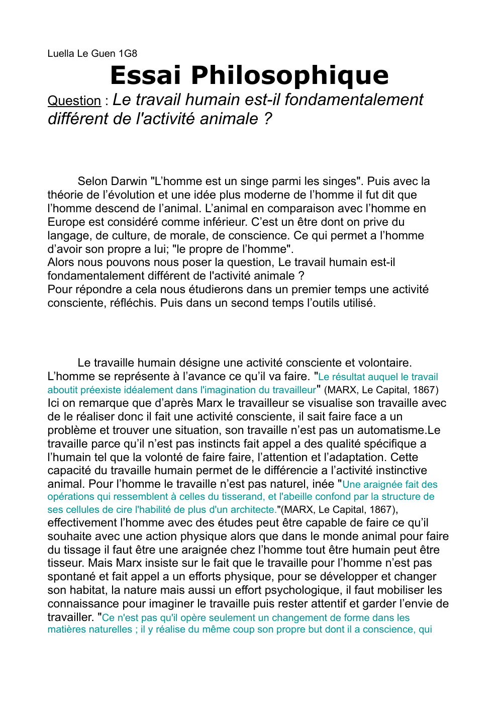 Prévisualisation du document Question : Le  travail humain est-il fondamentalement différent de l'activité animale ?