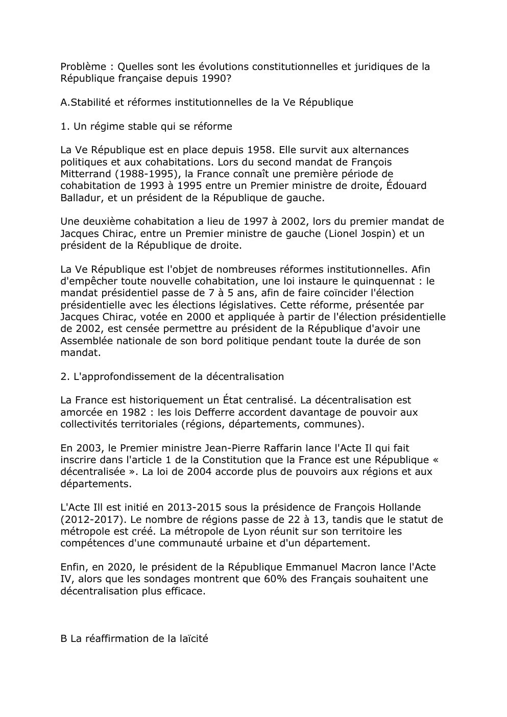 Prévisualisation du document Question problématisée : la constitution et la juridiction en France depuis 1990