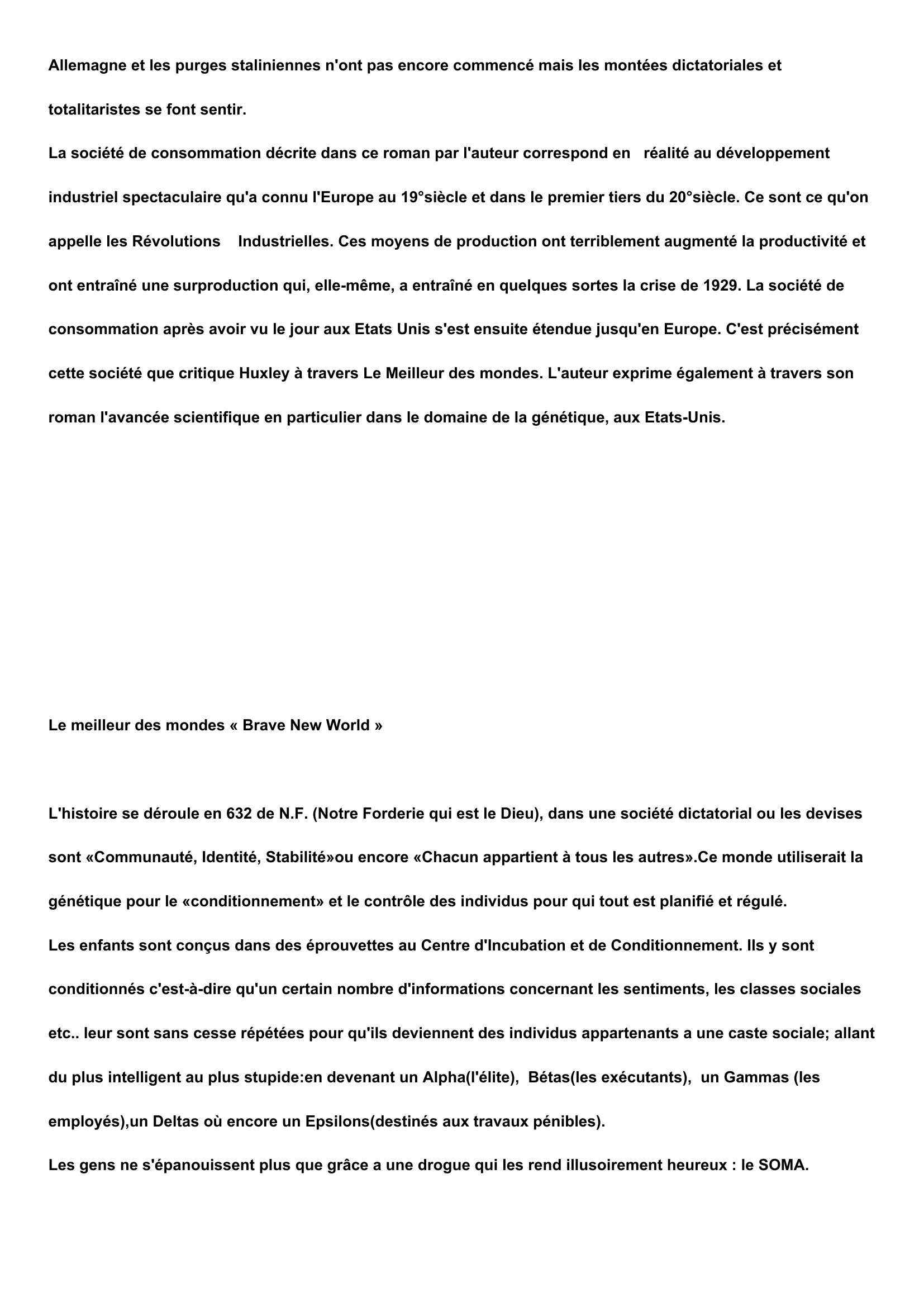 Prévisualisation du document Questionnaire: LE MEILLEUR DES MONDES   DE   ALDOUS HUXLEY