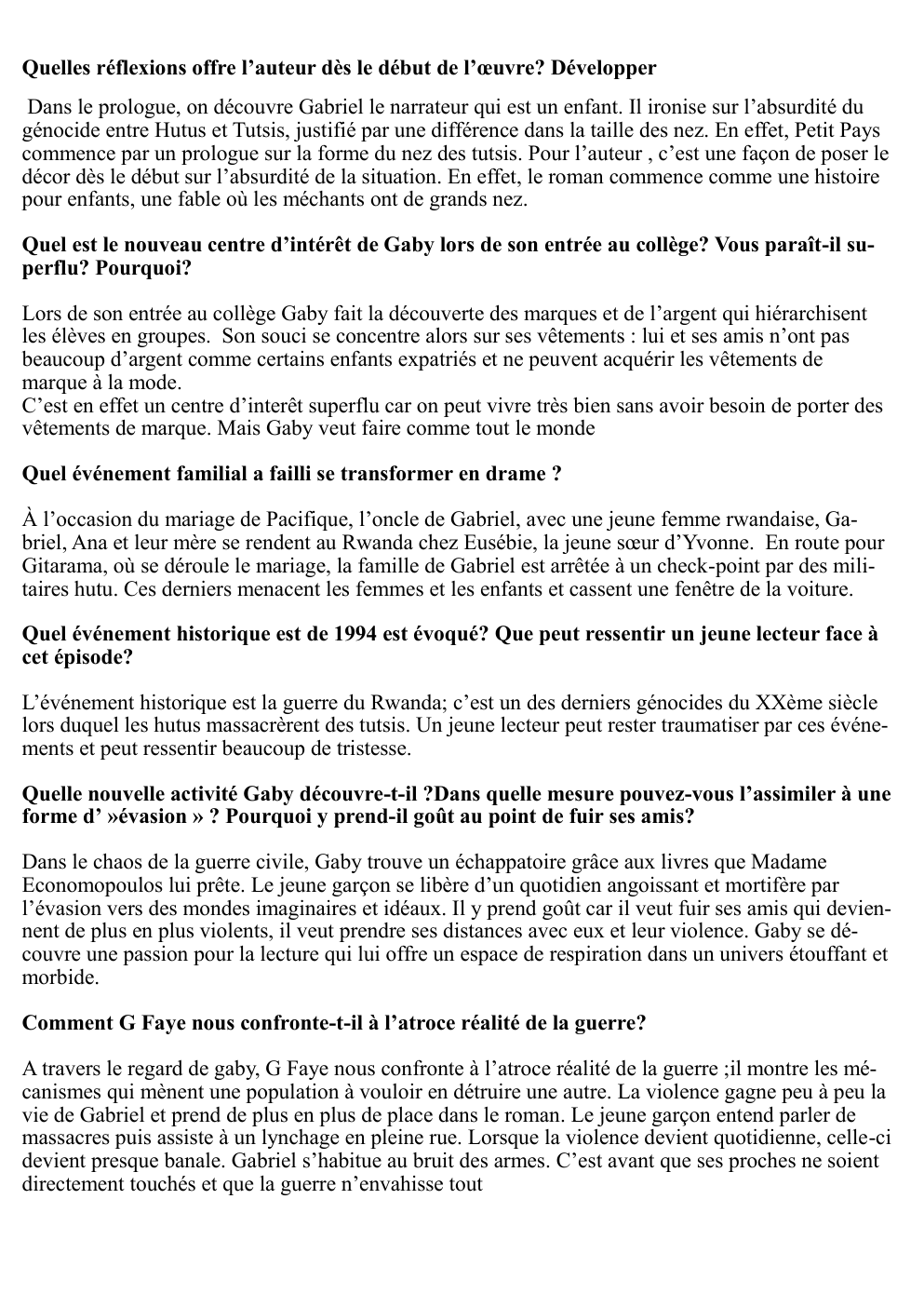 Prévisualisation du document Questionnaire "petit Pays" Gaël Faye