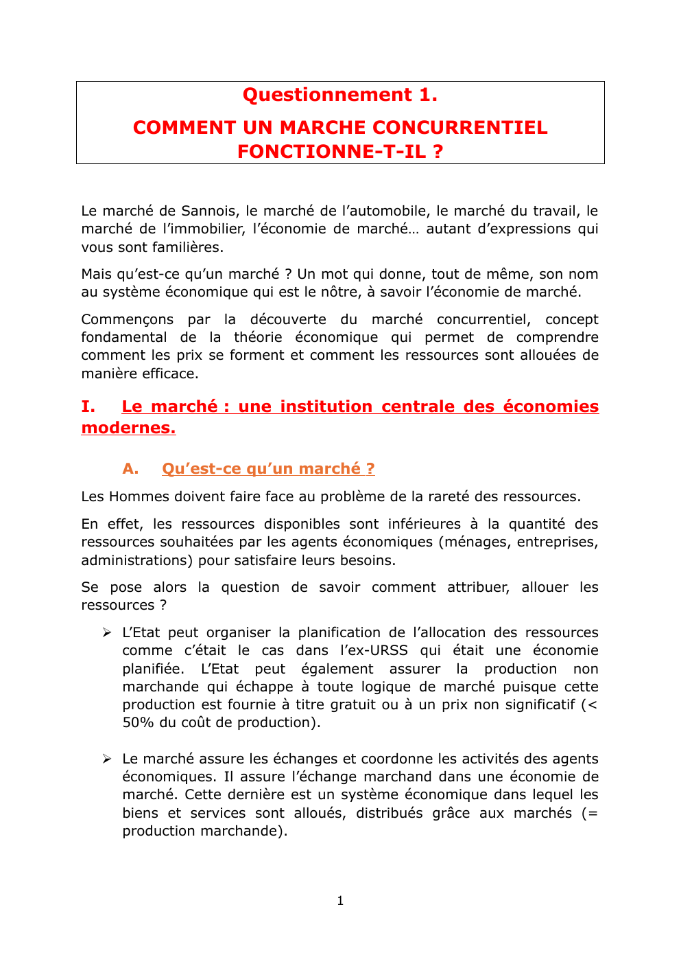 Prévisualisation du document Questionnement 1. COMMENT UN MARCHE CONCURRENTIEL FONCTIONNE-T-IL ?