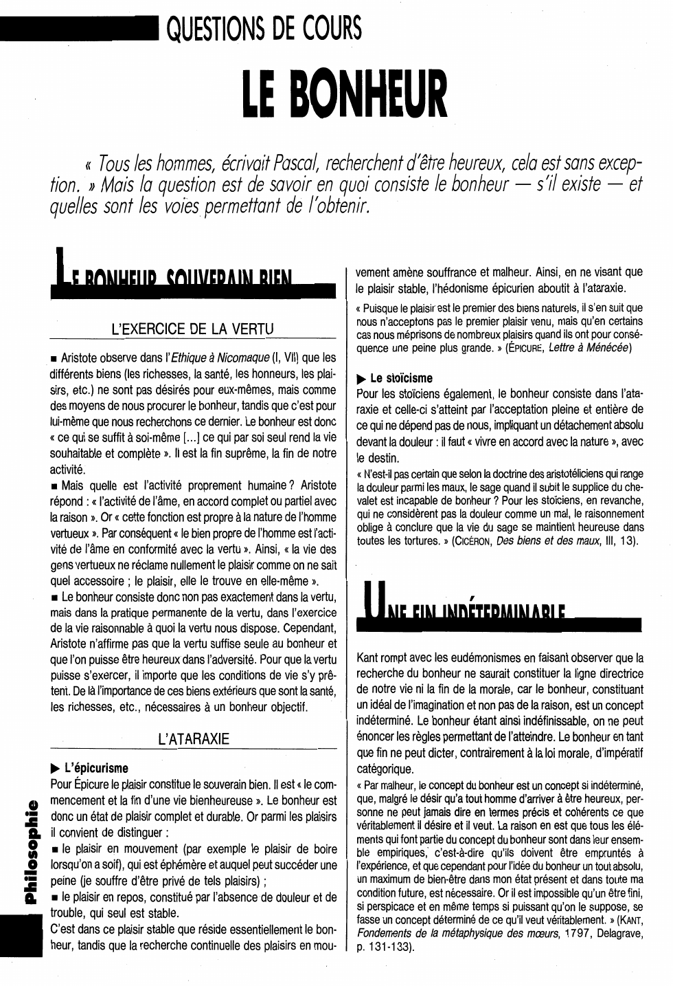 Prévisualisation du document QUESTIONS DE COURS: LE BONHEUR