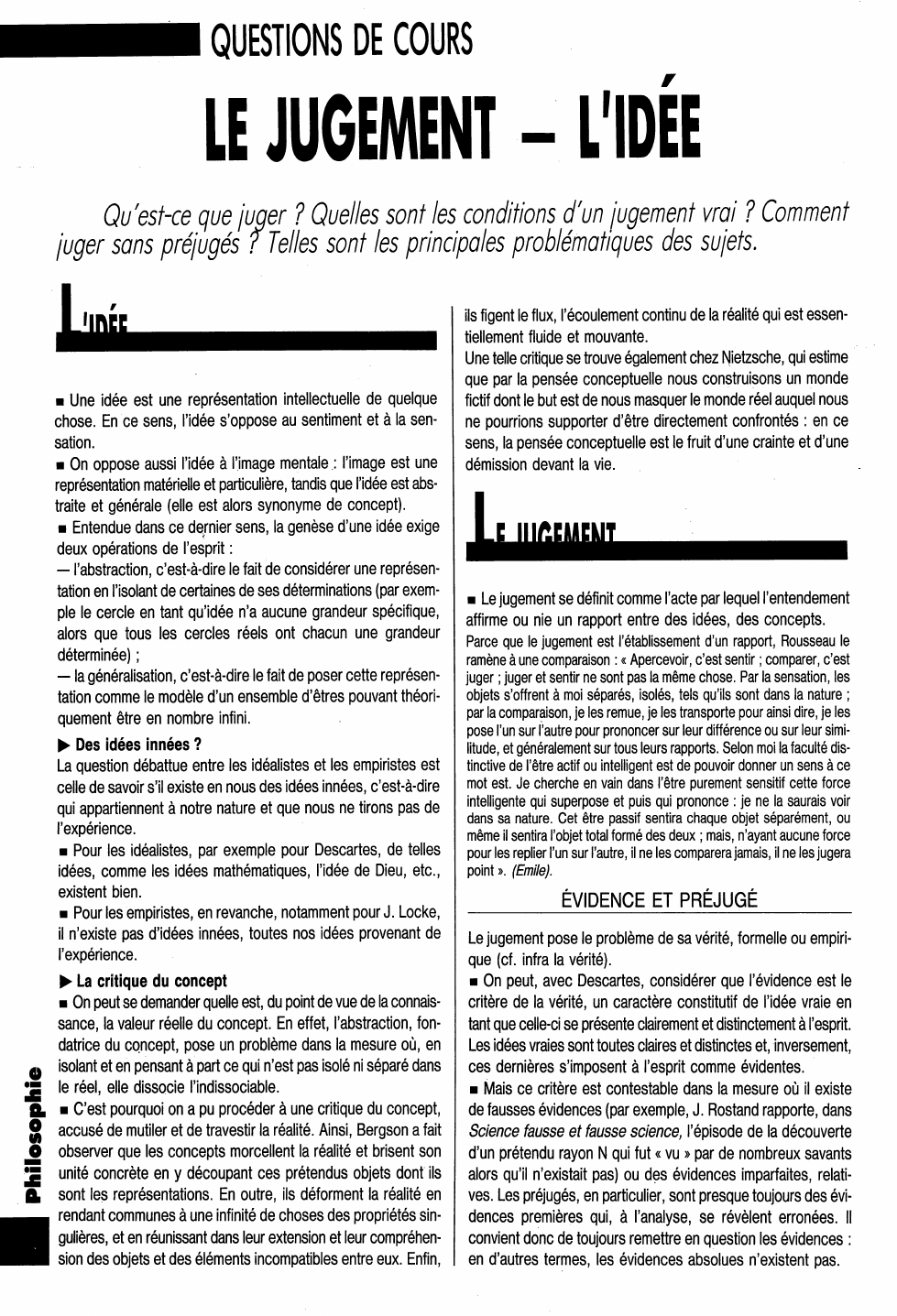 Prévisualisation du document QUESTIONS DE COURS
LE JUGEMENT - L'IDÉE