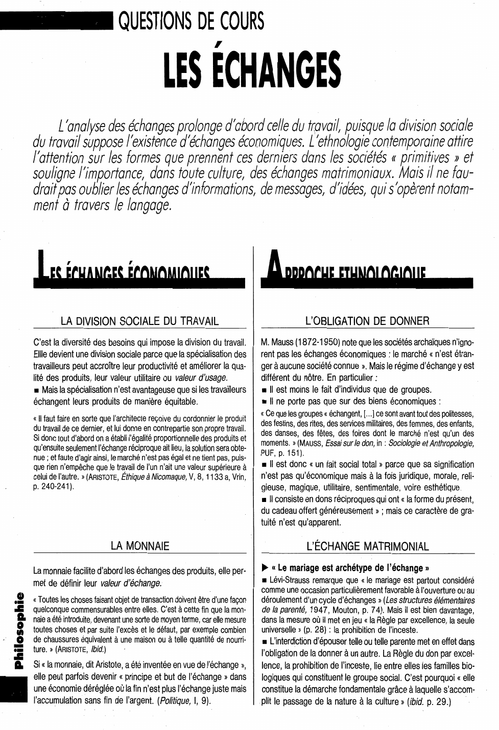 Prévisualisation du document QUESTIONS DE COURS
LES ÉCHANGES