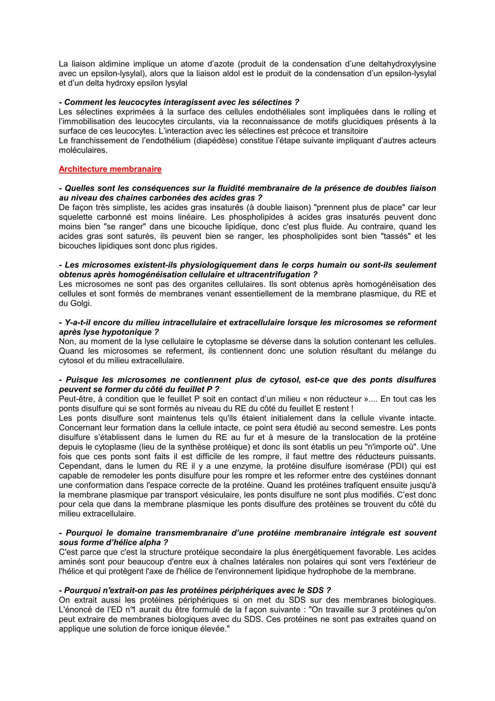 Prévisualisation du document Questions-réponses ED n°1 et 2 de biologie cellulaire