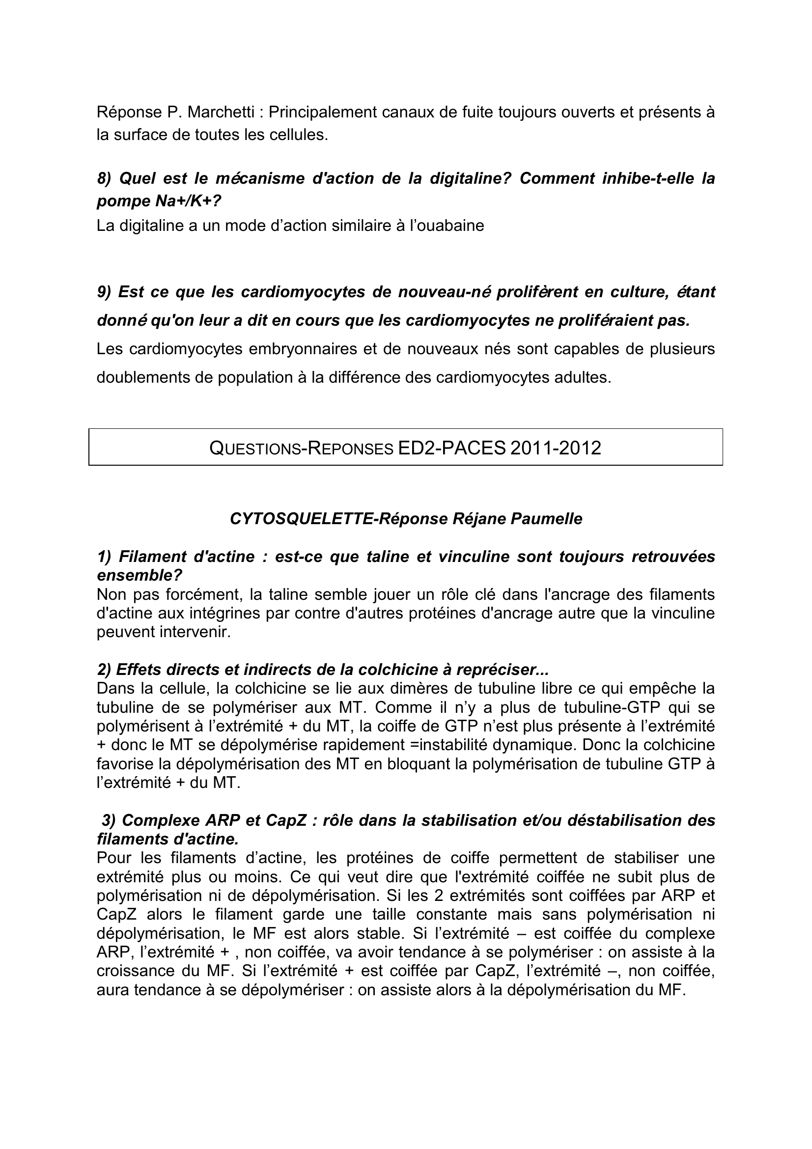 Prévisualisation du document QUESTIONS-REPONSES ED1-PACES 2011-2012 (annales)