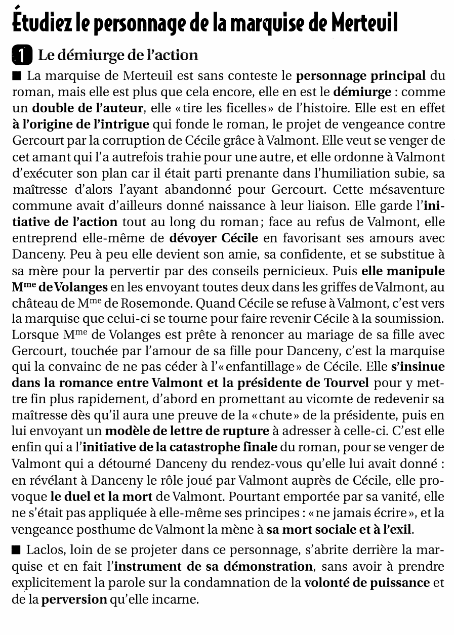 Prévisualisation du document «  Qui est madame de Merteuil ? Une manipulatrice, une femme jalouse ou une féministe avant l'heure ? »