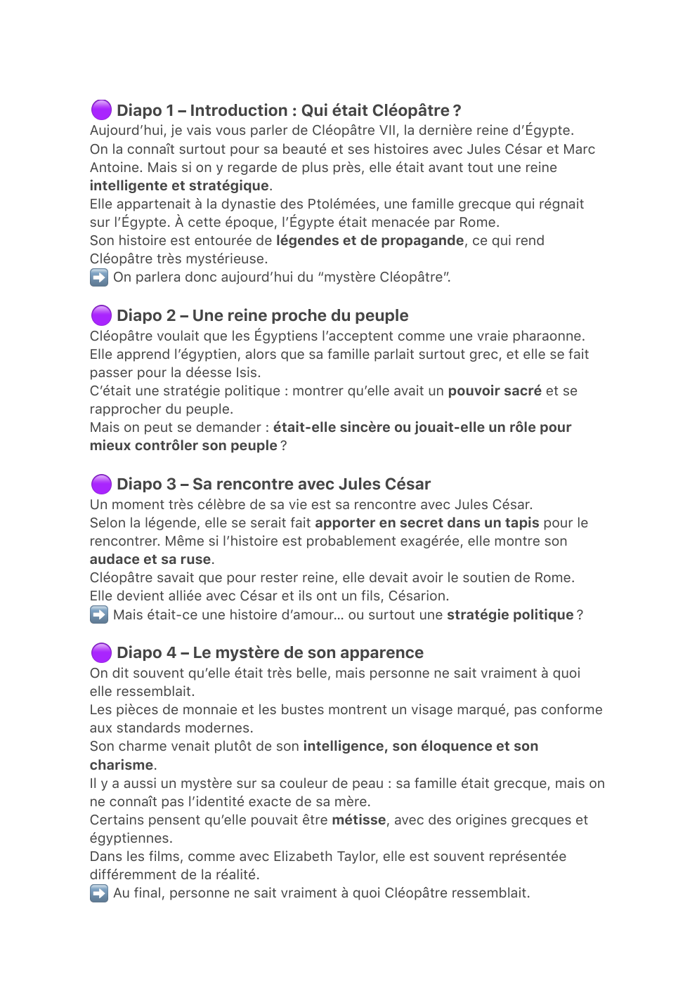 Prévisualisation du document Qui était Cléopâtre ? (Oral)