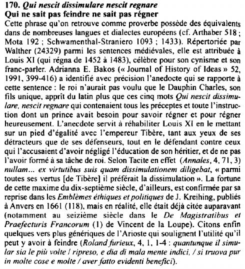 Prévisualisation du document Qui nescit dissimulare nescit regnare / Qui ne sait pas feindre ne sait pas régner