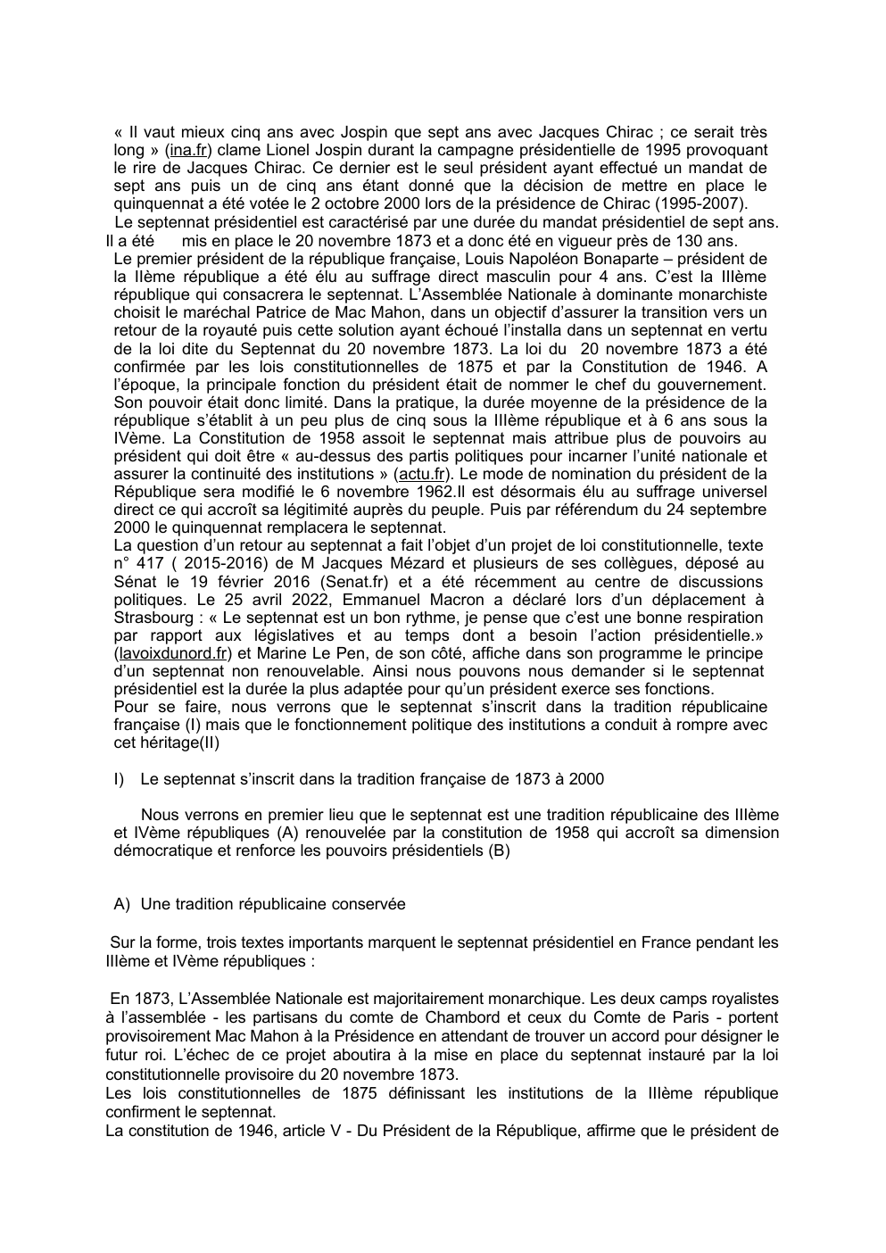 Prévisualisation du document quinquennat ou septennat?