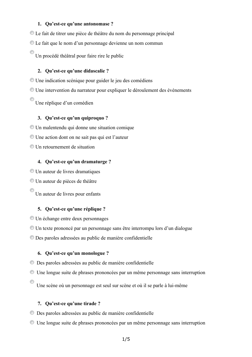 Prévisualisation du document quiz théâtre