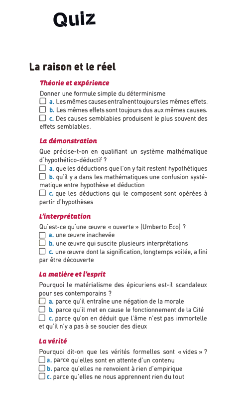 Prévisualisation du document Qulz
La raison et le réel
Théorie et expérience
Donner une formule simple du déterminisme
D a. Les mêmes causes...