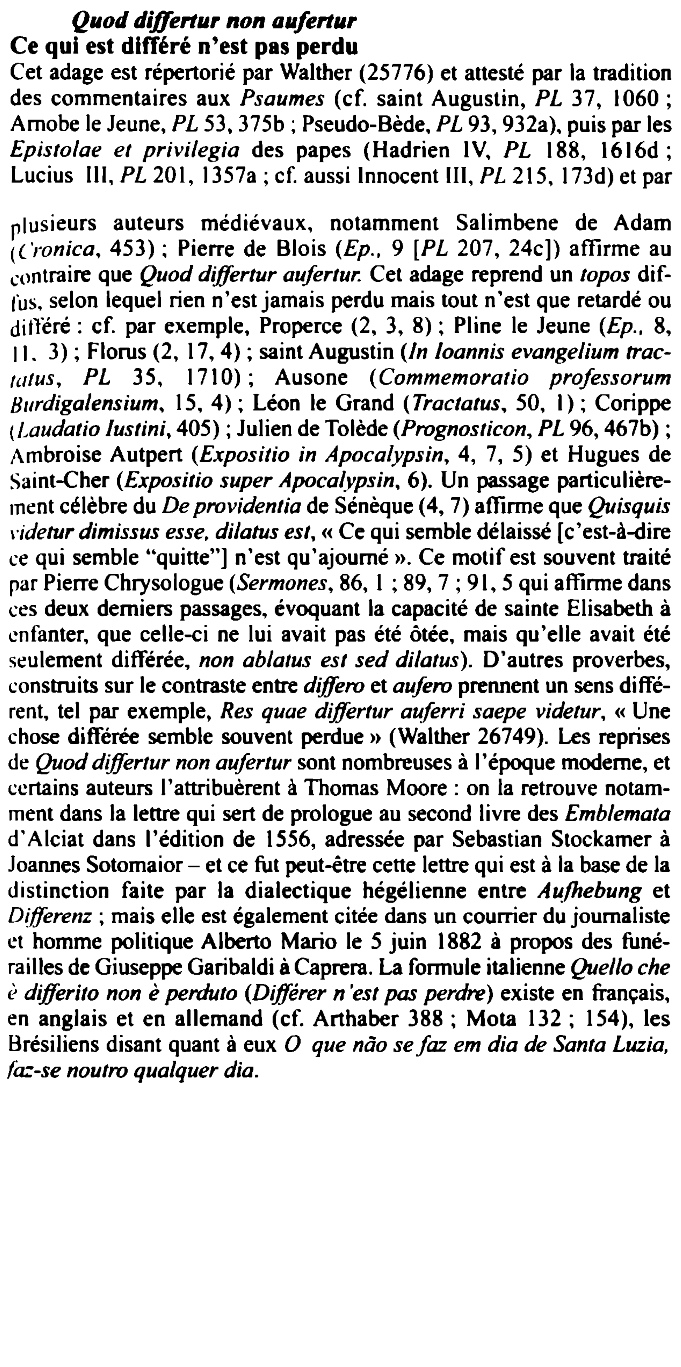 Prévisualisation du document Quod differtur non aufertur