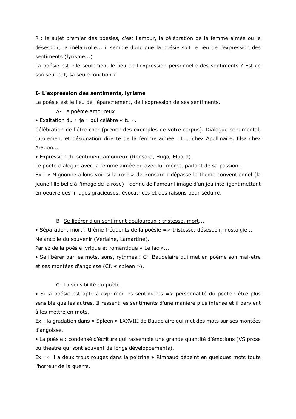 Prévisualisation du document R : le sujet premier des poésies, c'est l'amour, la célébration de la femme aimée ou le
désespoir, la mélancolie......