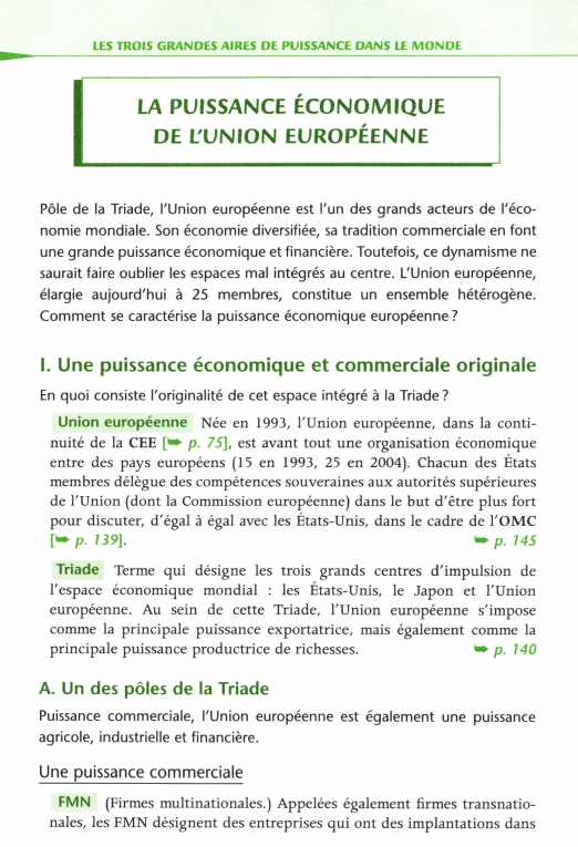 Prévisualisation du document r

LES TROIS GRANDES AIRES DE PUISSANCE DANS LE MONDE

LA PUISSANCE ÉCONOMIQUE
DE L'UNION EUROPÉENNE

Pôle de la Triade,...