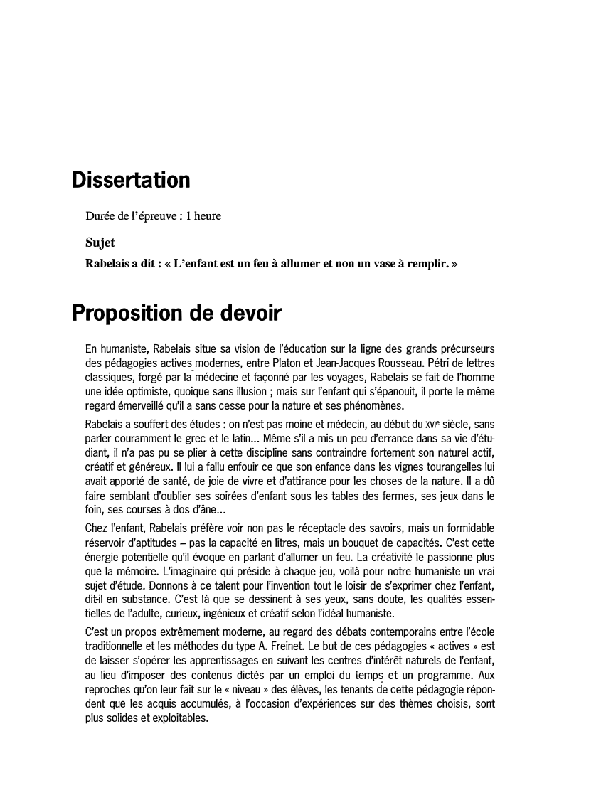 Prévisualisation du document Rabelais a dit : « L'enfant est un feu à allumer et non un vase à remplir.»