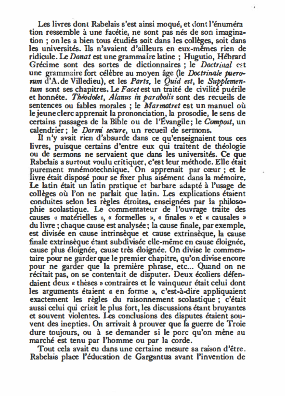 Prévisualisation du document RABELAIS: L'éducation de Gargantua. — L'abbaye de Thélème (Gargantua : chapitres XIV, XV, XXI, XXII, XXIII, XXIV, LII, LIII, LIV, LV, LNI, LVII).