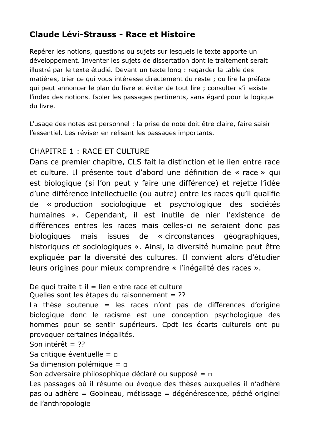 Prévisualisation du document Race et Histoire de Claude Lévi-Strauss