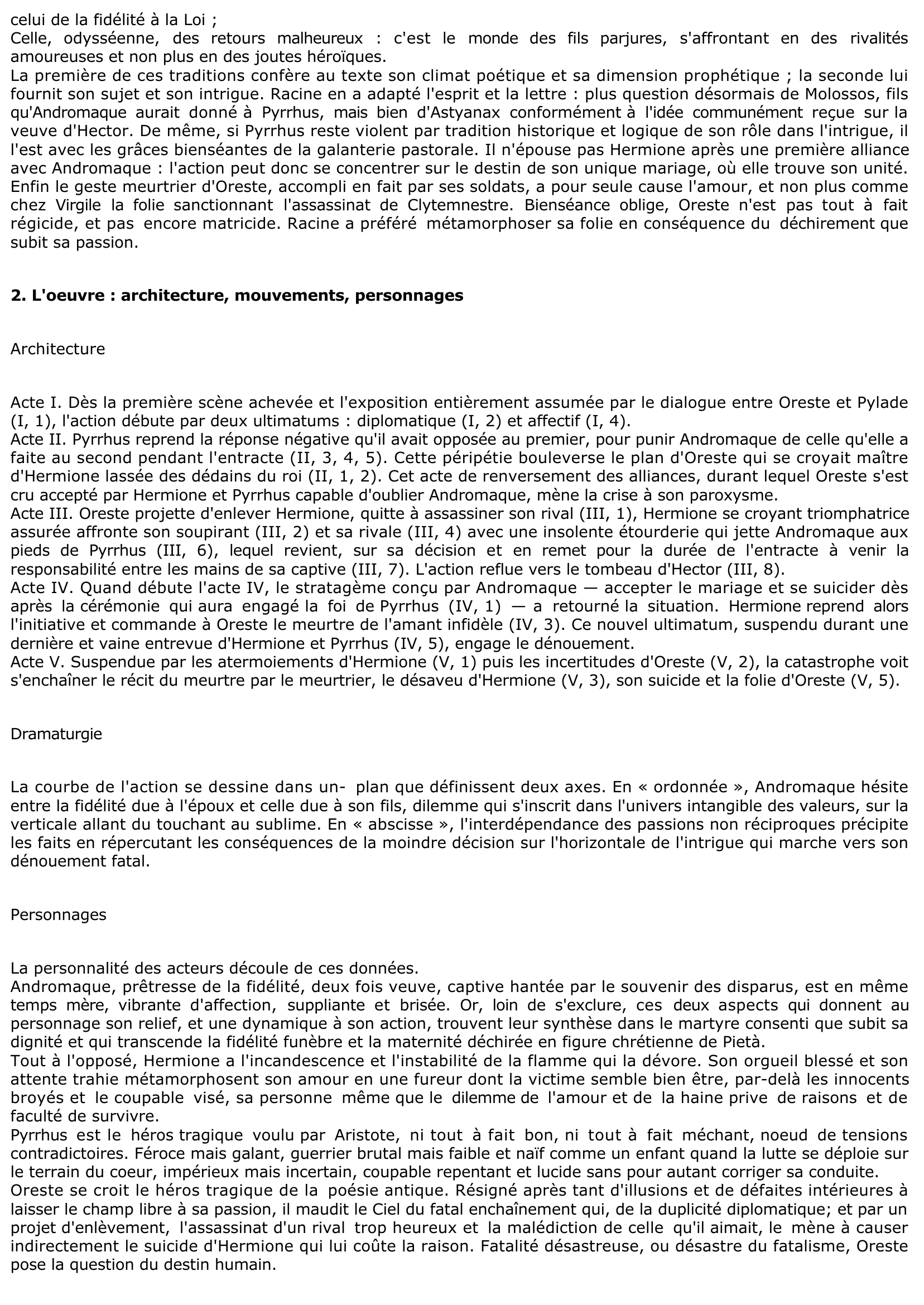 Prévisualisation du document RACINE : Andromaque (Résumé et analyse)