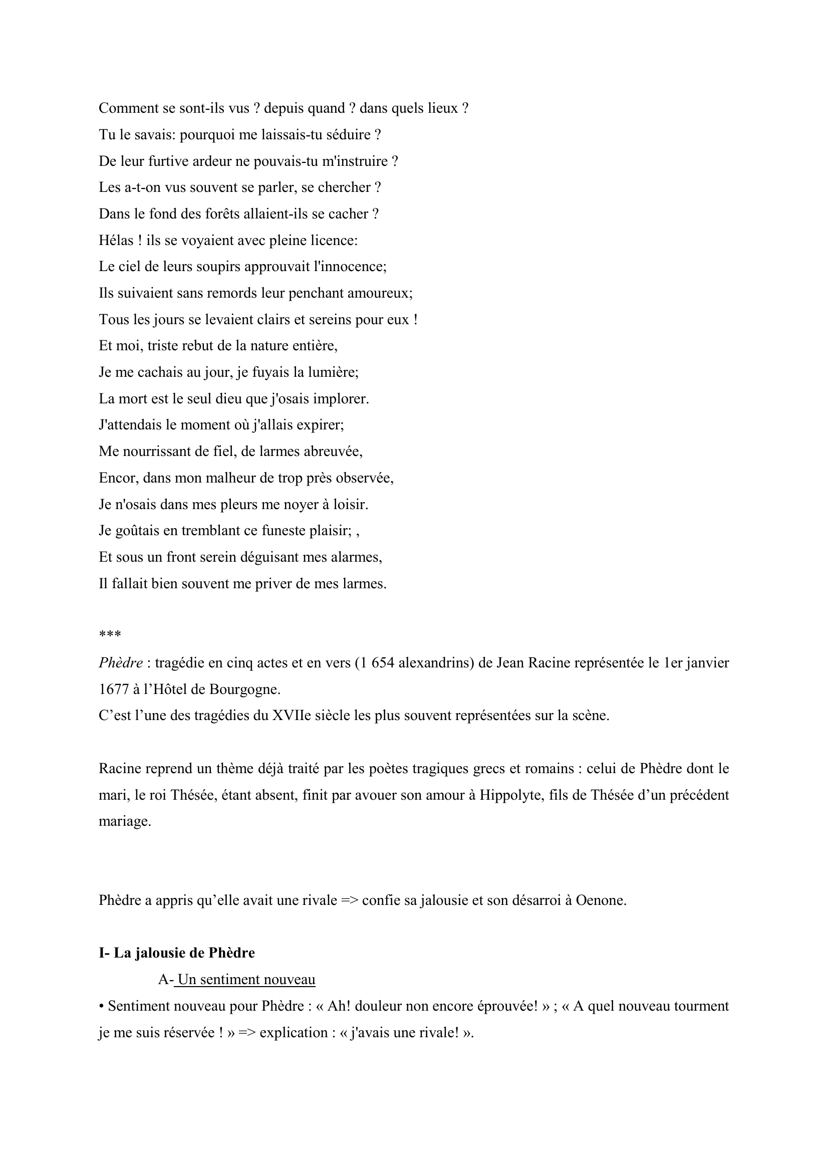 Prévisualisation du document Racine, Phèdre, Acte IV, scène 6. Extrait commenté
