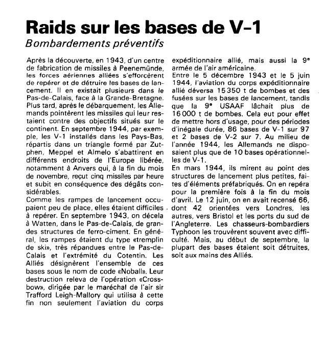 Prévisualisation du document Raids sur les bases de V-1:Bombardements préventifs (histoire de la seconde guerre mondiale).
