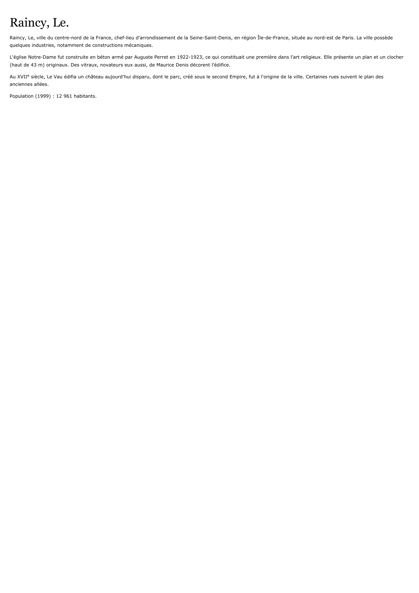 Prévisualisation du document Raincy, Le.
