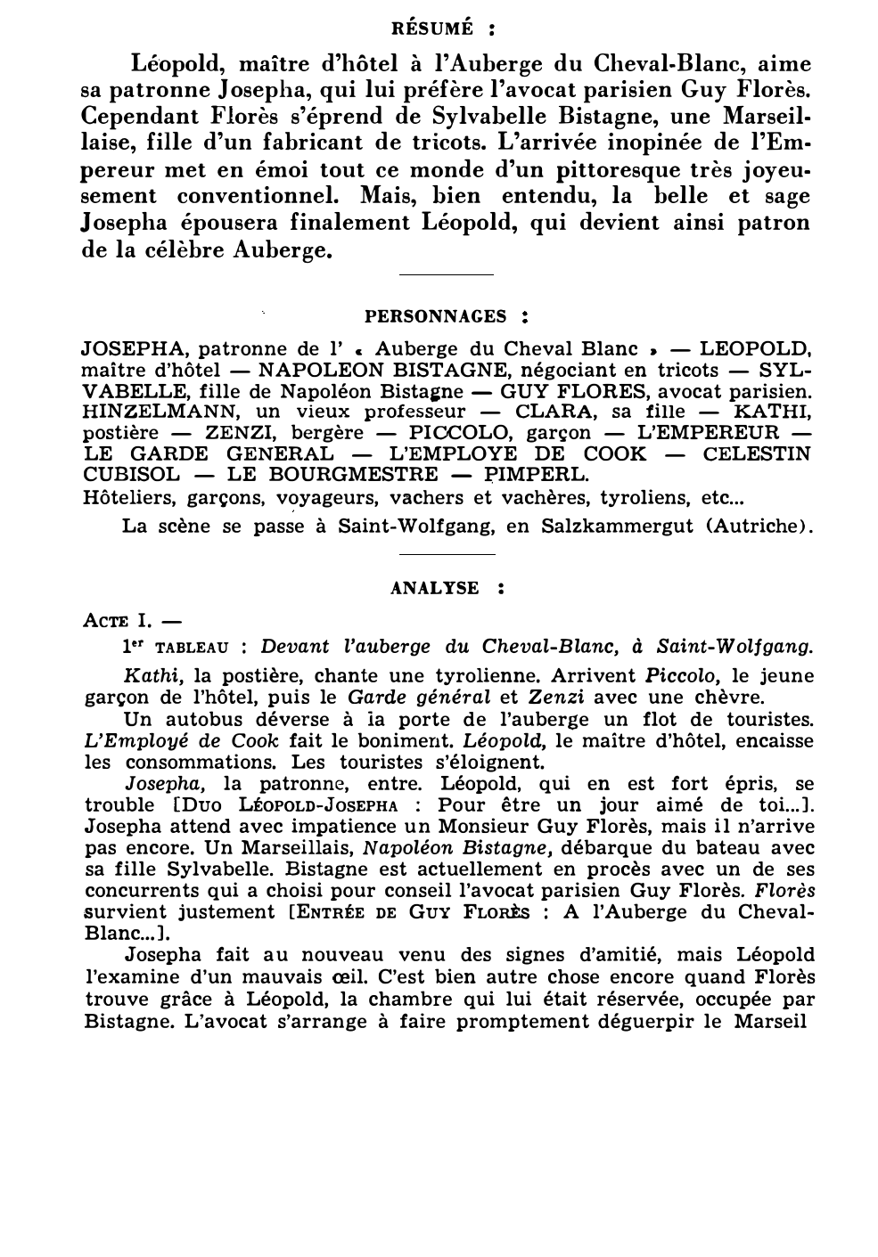 Prévisualisation du document Ralph BENATZKY: L’AUBERGE DU CHEVAL-BLANC (résumé et analyse de l’œuvre – Répertoire lyrique)