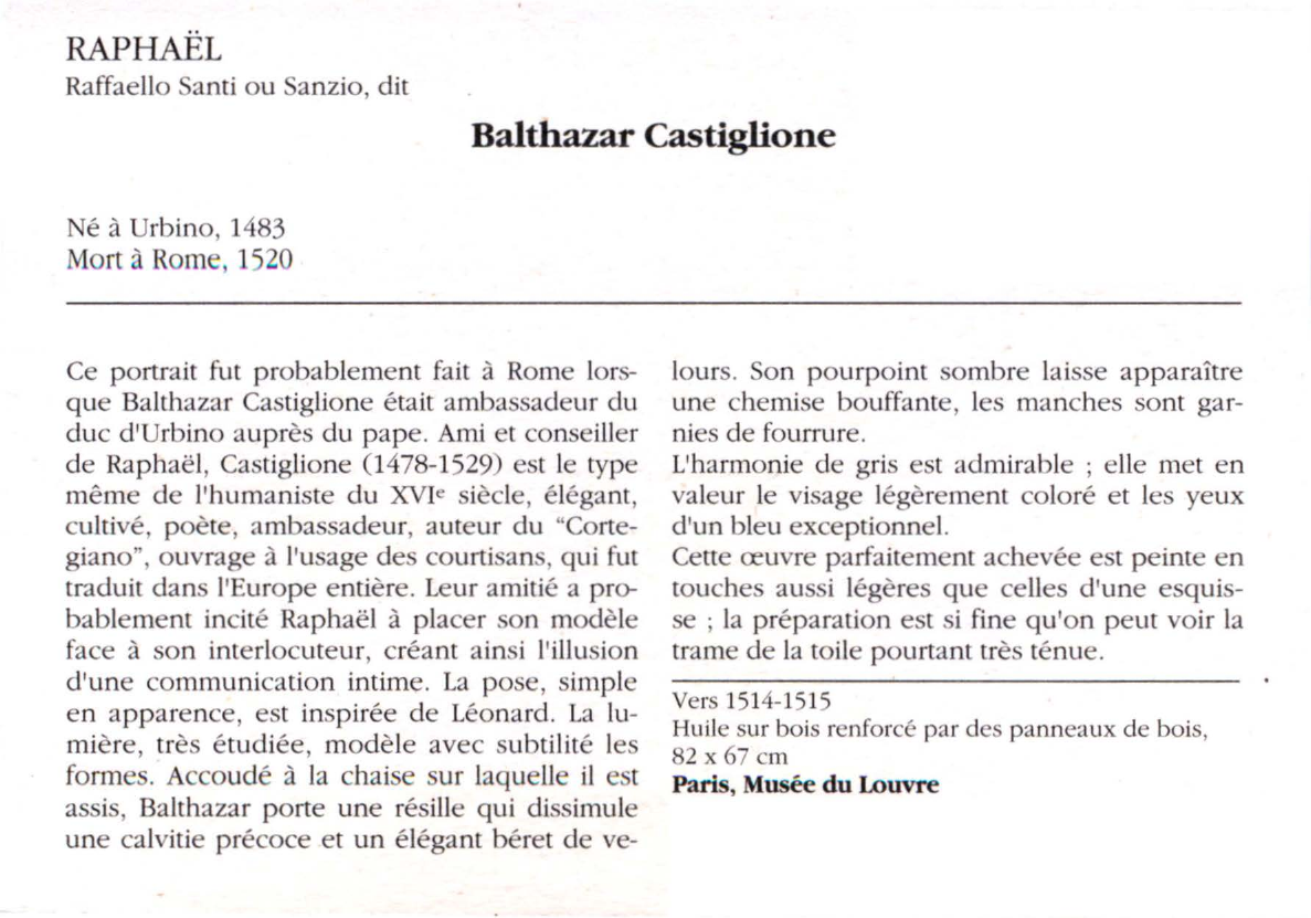 Prévisualisation du document RAPHAËL Raffaello Santi ou Sanzio, dit Balthazar : Castiglione