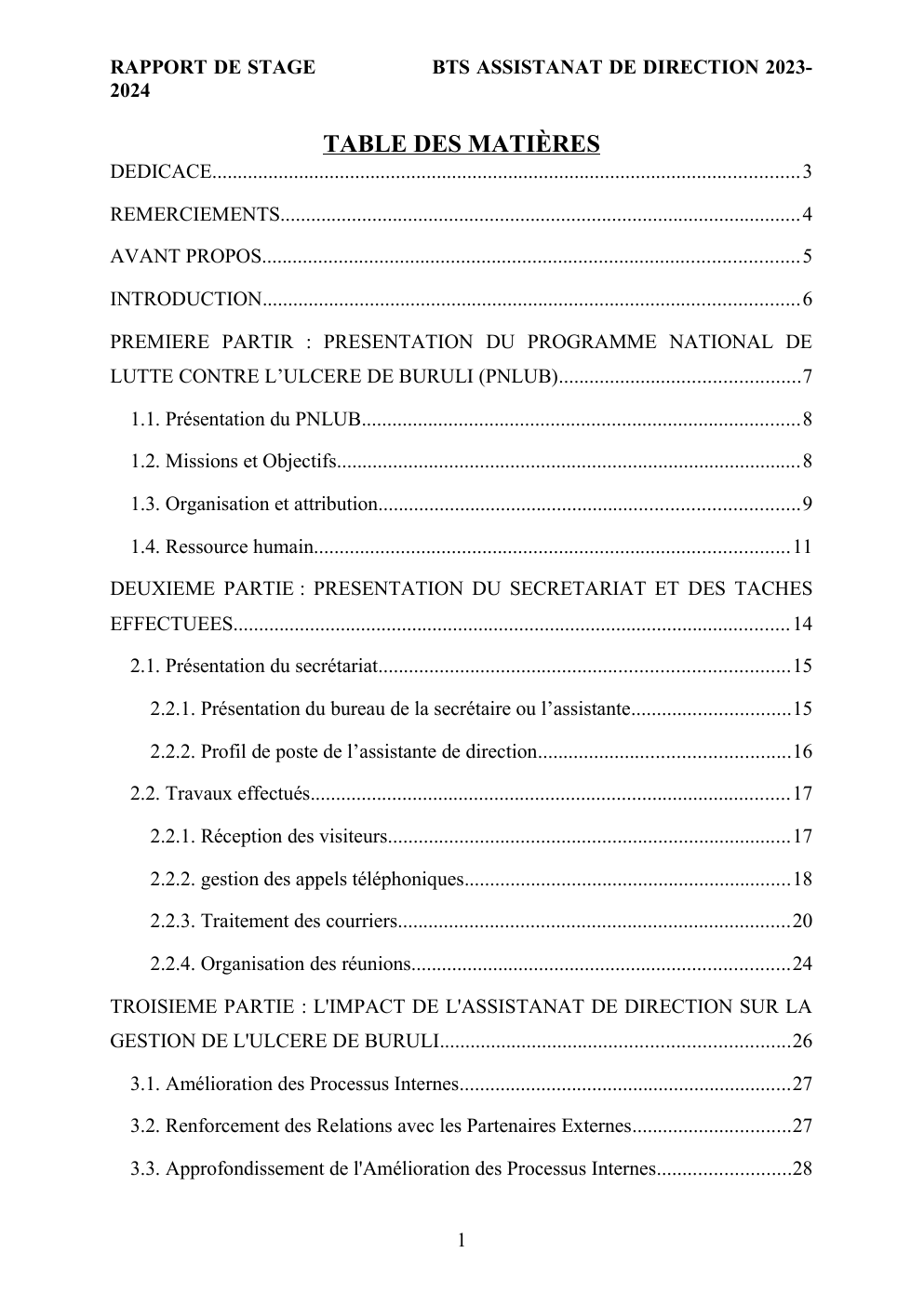 Prévisualisation du document rapport de stage BTS ASSISTANAT DE DIRECTION 2023-