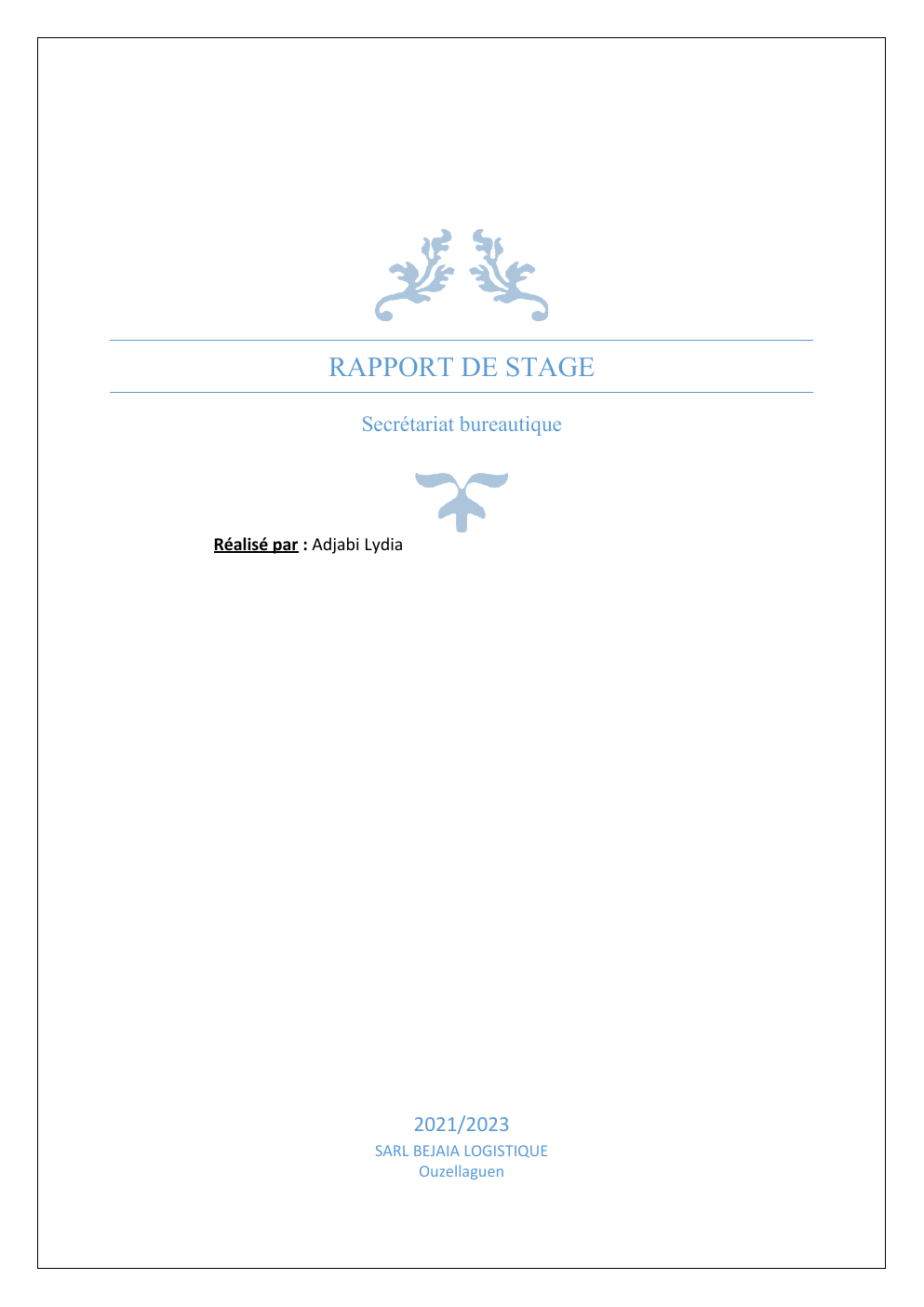 Prévisualisation du document RAPPORT DE STAGE Secrétariat bureautique
