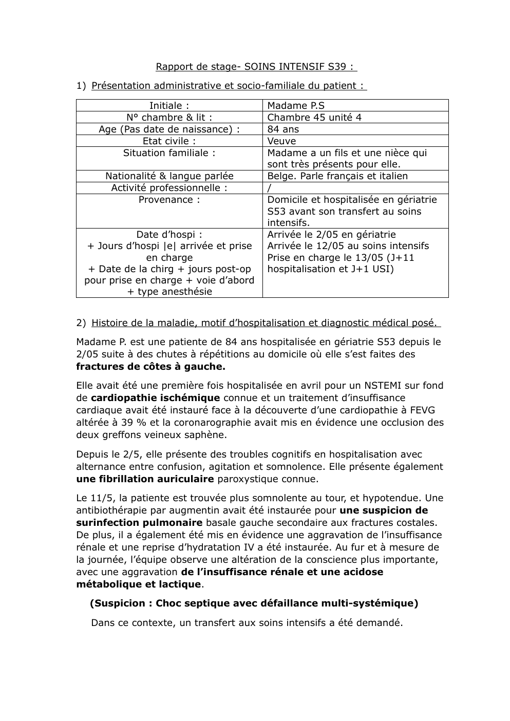 Prévisualisation du document Rapport de stage- SOINS INTENSIF S39