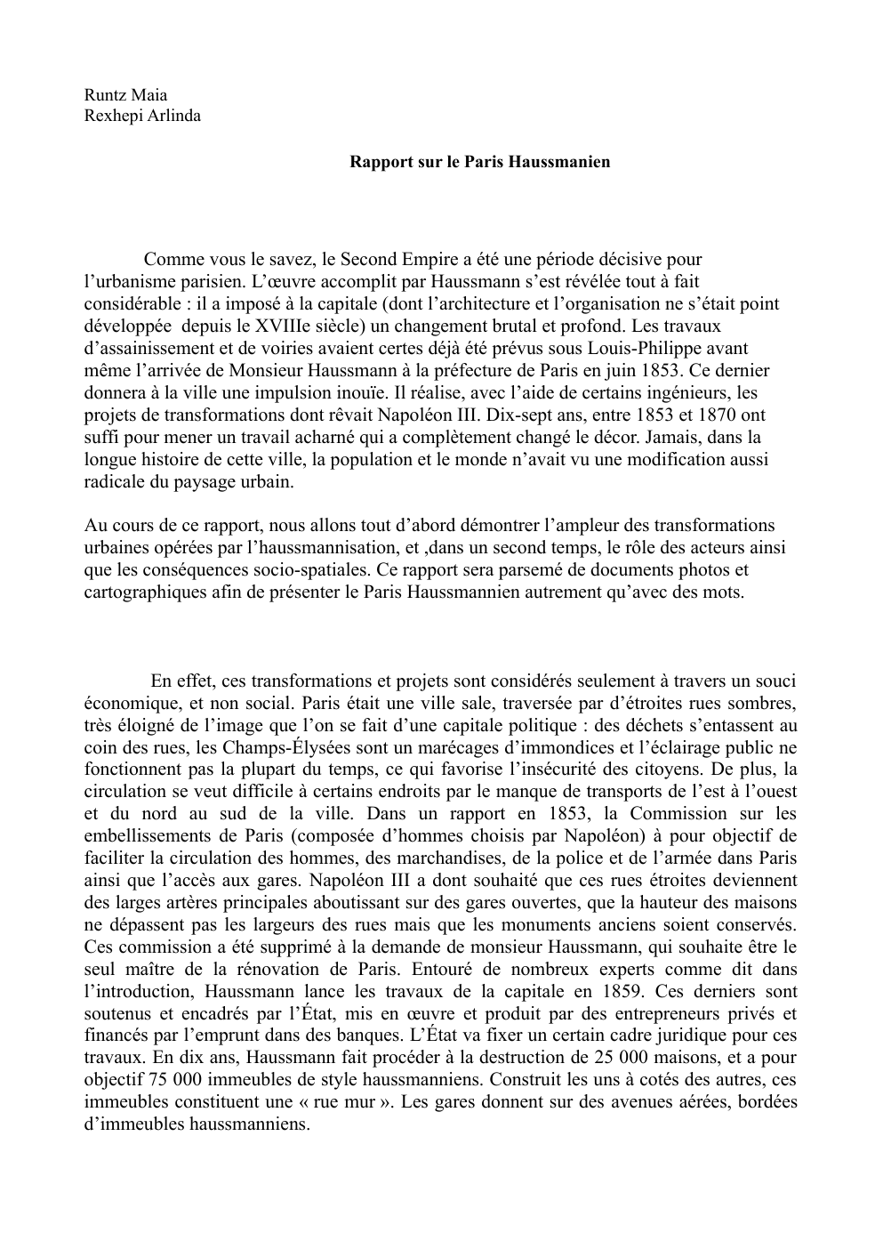 Prévisualisation du document Rapport sur le Paris Haussmanien