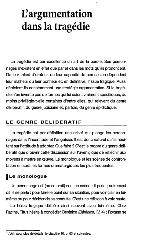 Prévisualisation du document rargumentation
dans la tragédie

La tragédie est par excellence un art de la parole. Ses person­
nages n'existent en effet...