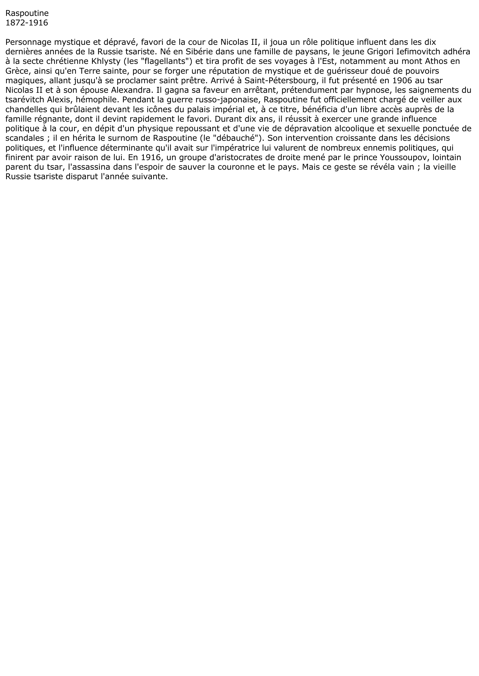 Prévisualisation du document Raspoutine