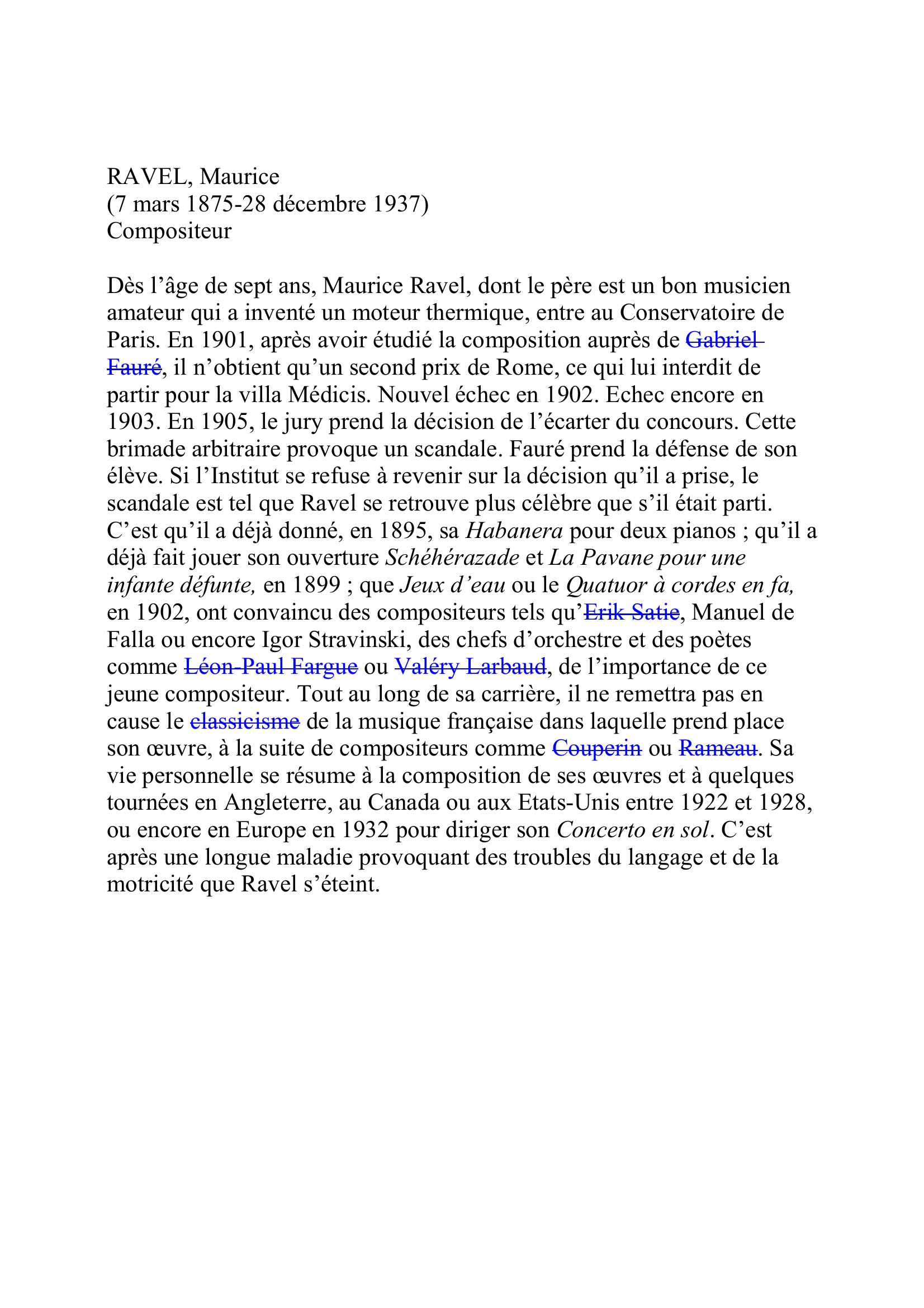 Prévisualisation du document Ravel Maurice    Compositeur français