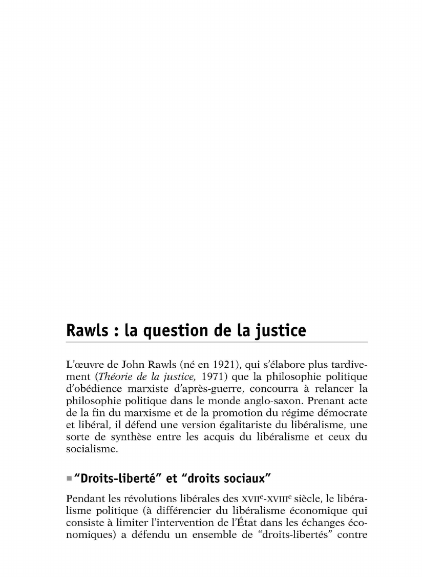 Prévisualisation du document Rawls : la question de la justice