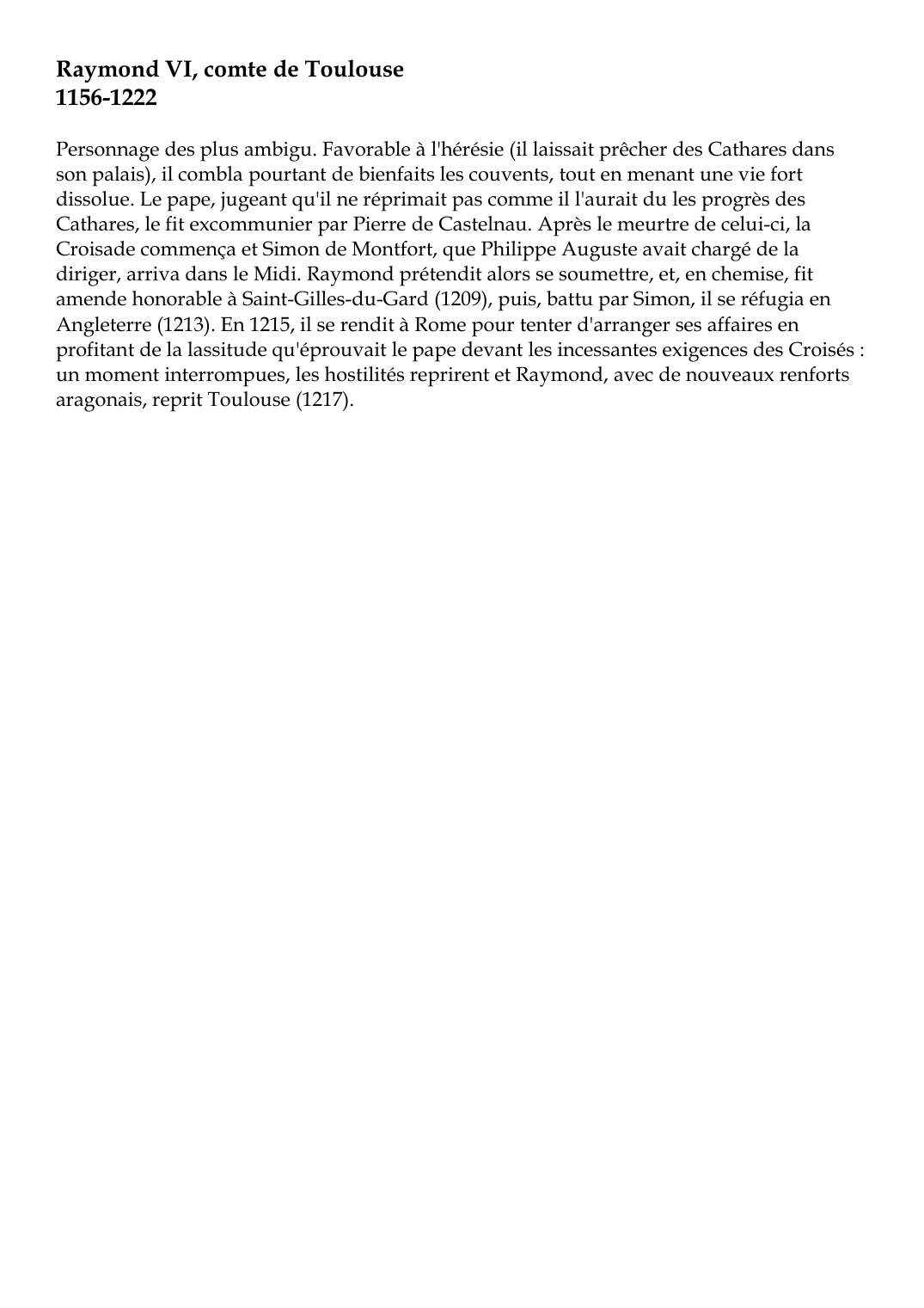 Prévisualisation du document Raymond VI, comte de Toulouse1156-1222Personnage des plus ambigu.