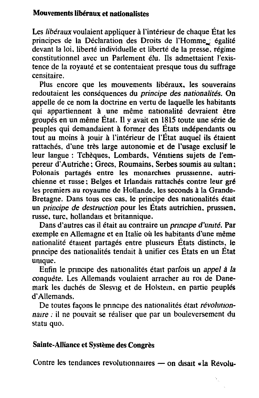 Prévisualisation du document Réaction et Révolution de 1815 à 1830. Les congrès - L'Amérique latine - La Grèce