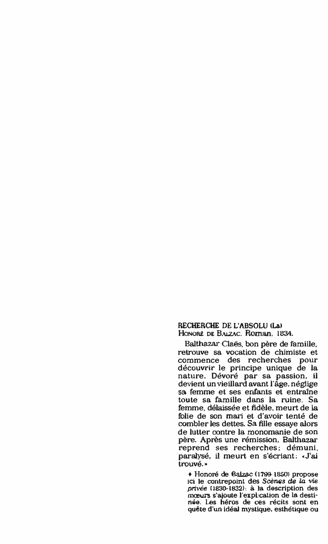Prévisualisation du document Recherche de l'absolu (la) d'H. de Balzac