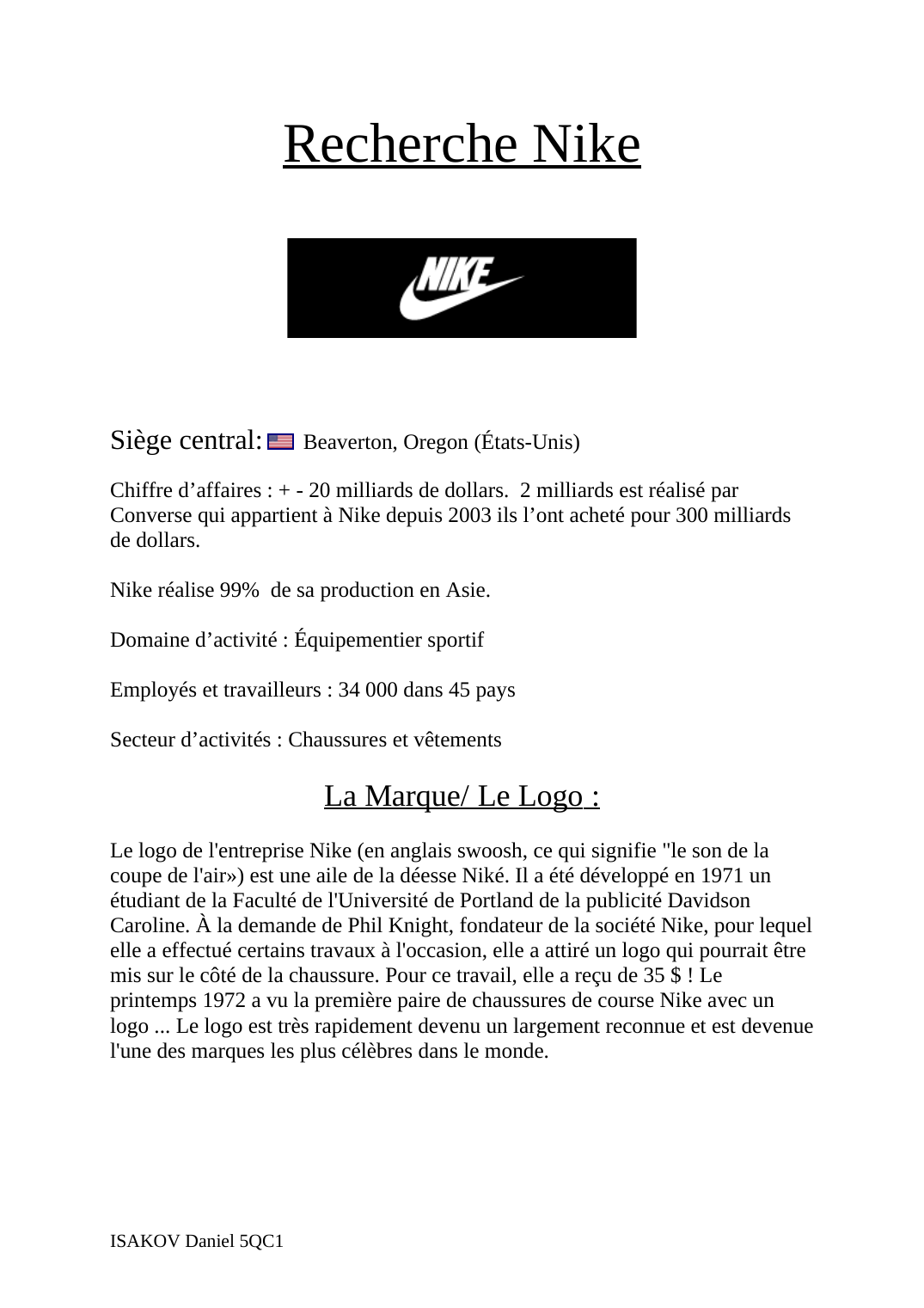 Prévisualisation du document Recherche Nike