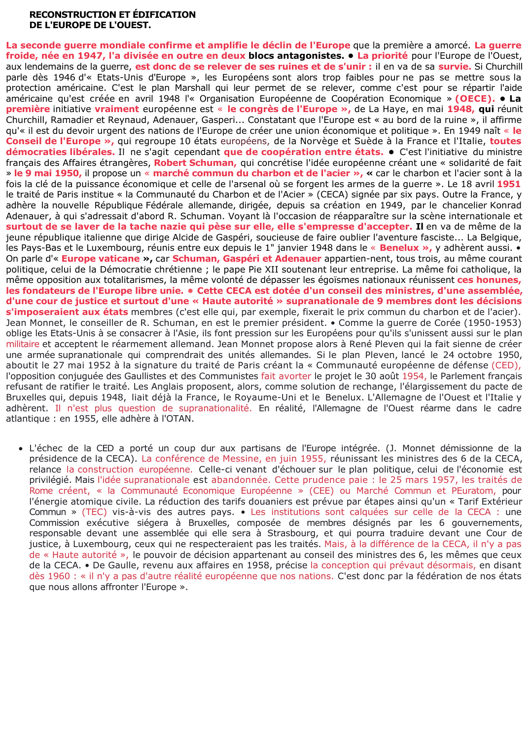 Prévisualisation du document RECONSTRUCTION ET ÉDIFICATIONDE L'EUROPE DE L'OUEST.