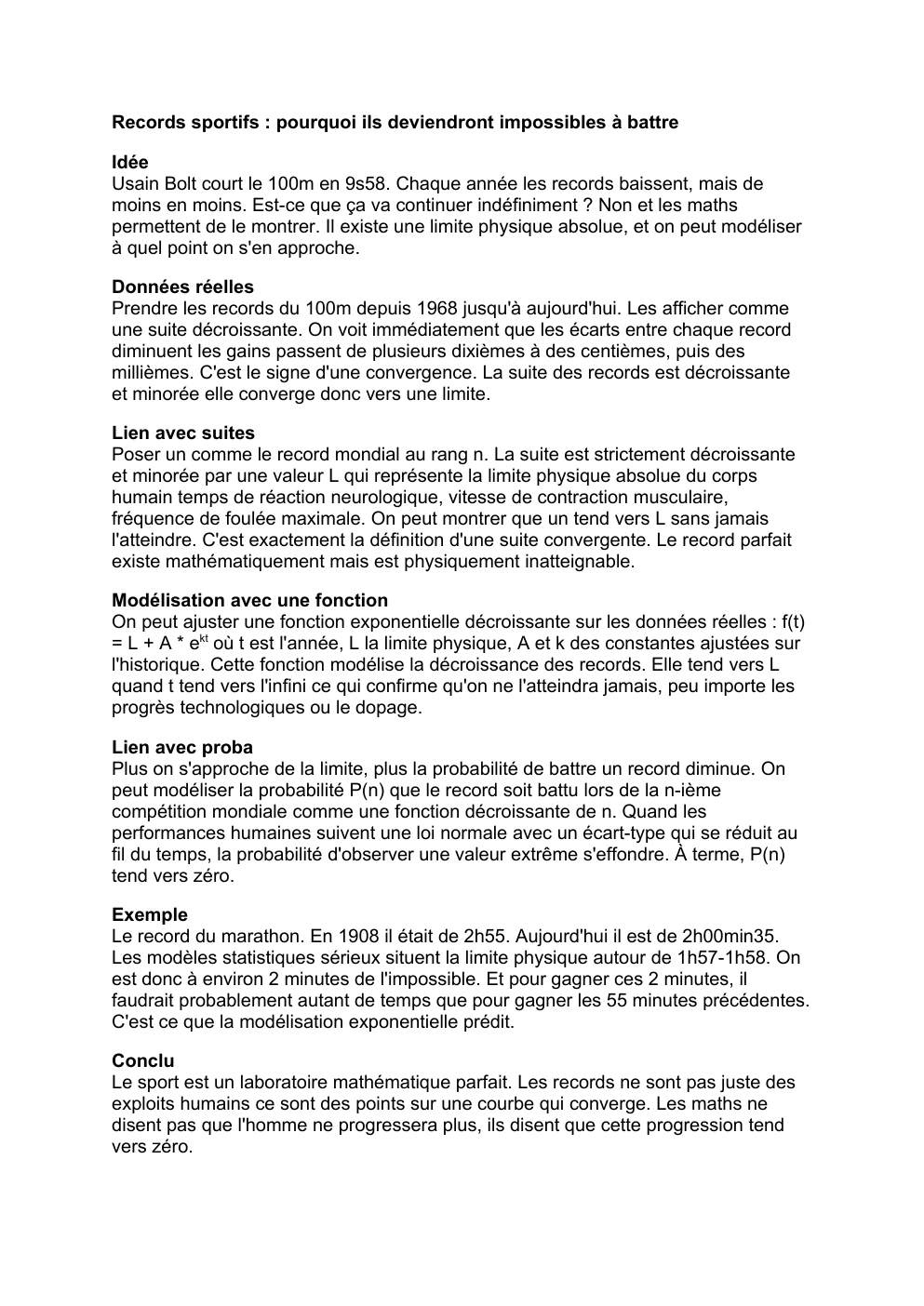 Prévisualisation du document Records sportifs : pourquoi ils deviendront impossibles à battre